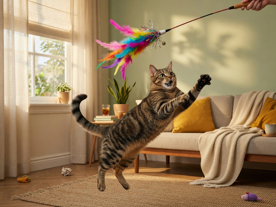 Retractable Cat Teaser Wand for Endless Play